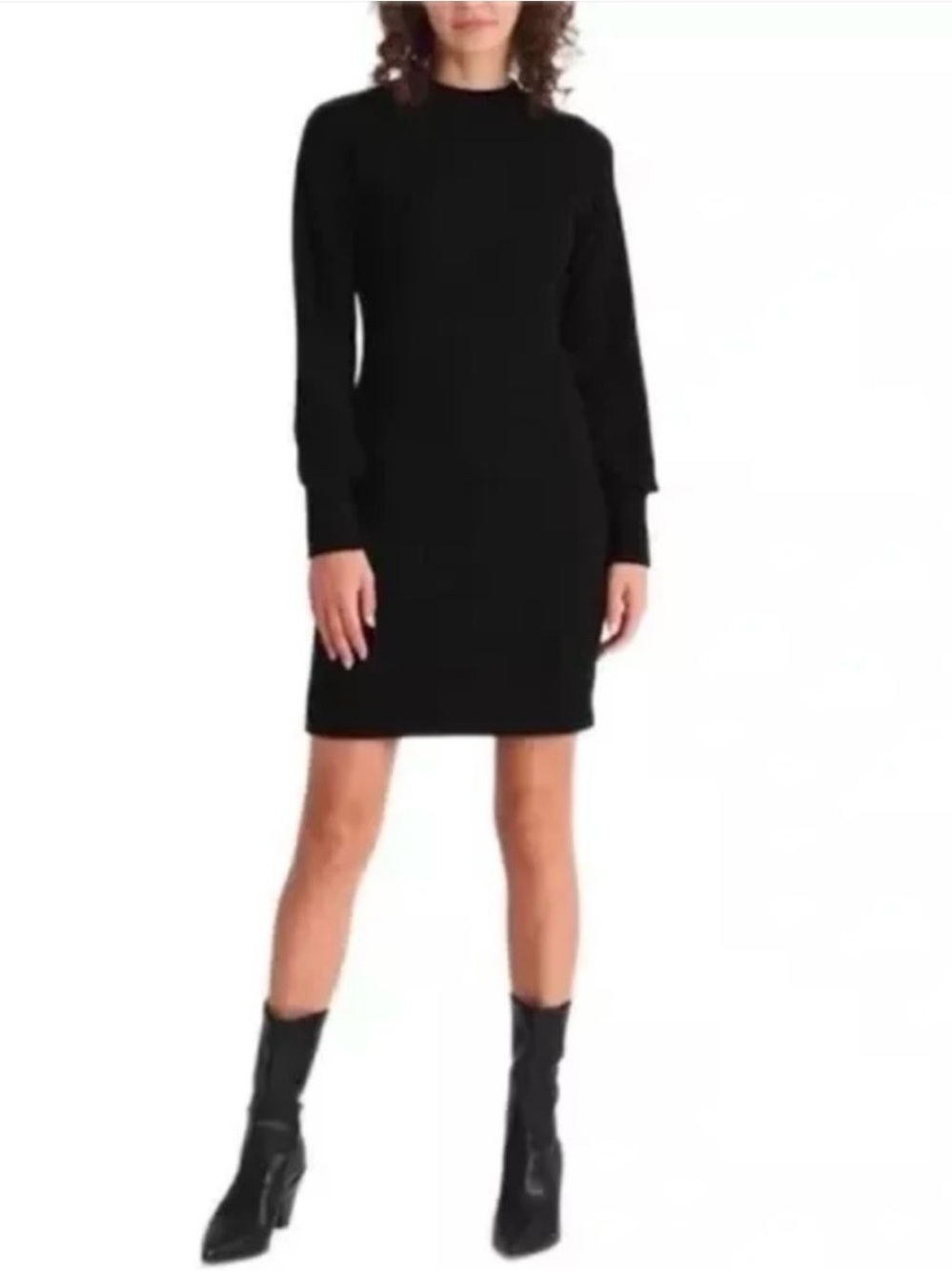 Steve Madden Black Ribbed Knit Sweater Dress